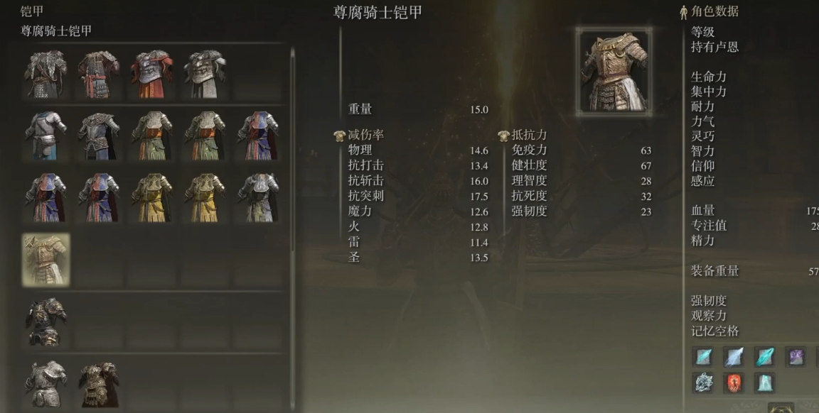 艾尔登法环骑士套装属性怎么样